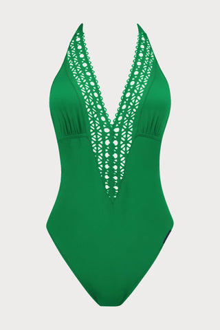 Ajourage Couture Green Plunge Halter Swimsuit