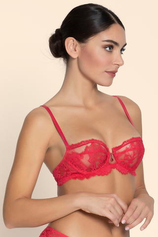 Lise Charmel Désirs de Venise Red Half Cup Bra - Naughty Knickers