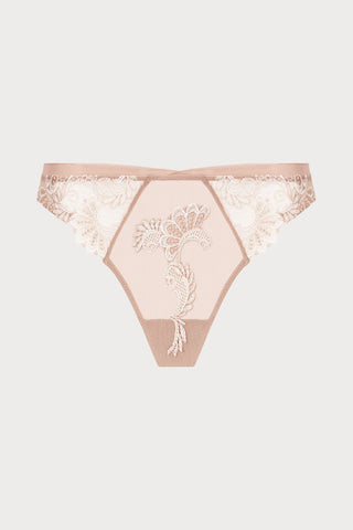 Dressing Floral Tanga Thong - Ambre Nacre