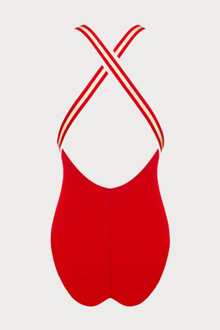 Lise Charmel Energie Nautique Red Crossed Back Swimsuit - Naughty Knickers
