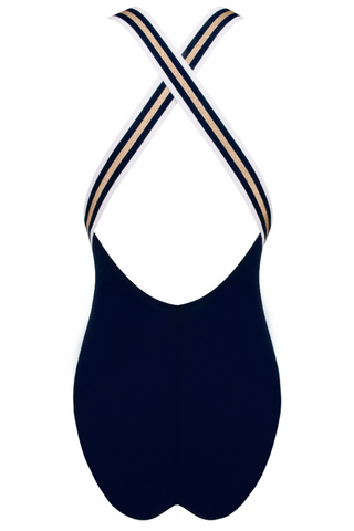 Lise Charmel Navy Crossed Back Swimsuit Energie Nautique