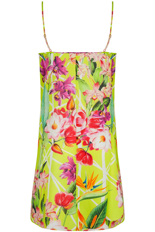Women's Lime Floral Pattern Short Beach Dress - Lise Charmel Fleurs Splendeur 