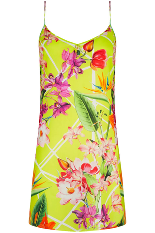 Women's Lime Floral Pattern Short Beach Dress - Lise Charmel Fleurs Splendeur 