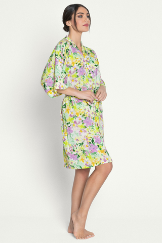 Lise Charmel Satin Floral Print Mid-length Robe - Satin Loungewear