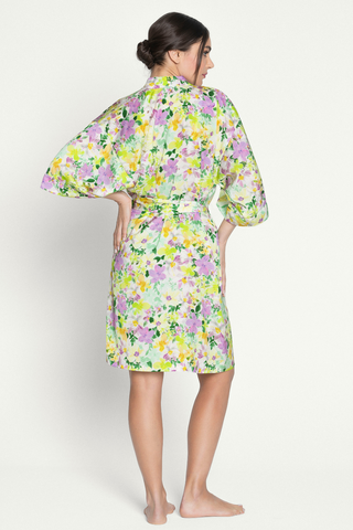 Lise Charmel Satin Floral Print Mid-length Robe - Satin Loungewear