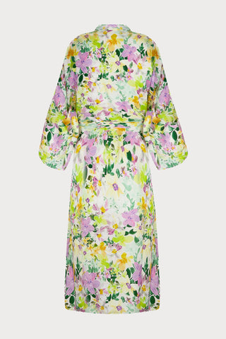 L'Amour au Soleil Satin Floral Print Mid-length Robe, Size M (UK 12)