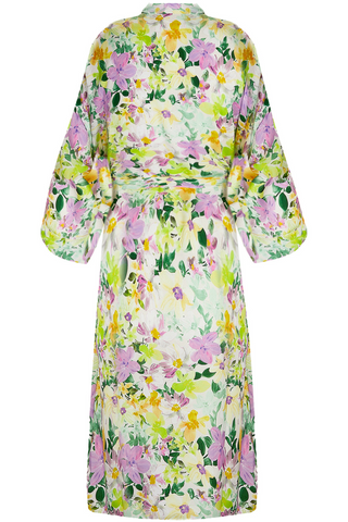 Lise Charmel Satin Floral Print Mid-length Robe - Satin Loungewear