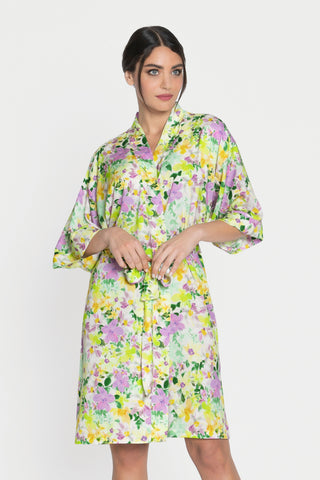 Lise Charmel Satin Floral Print Mid-length Robe L'Amour au Soleil