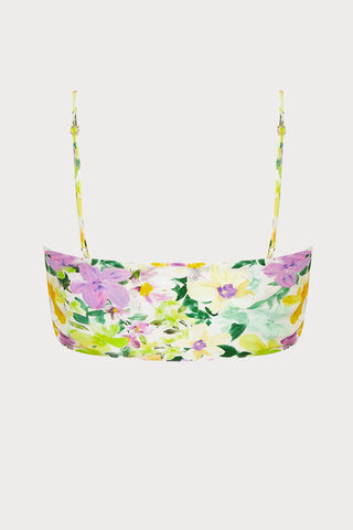 L'Amour au Soleil Satin Floral Print Bandeau Top