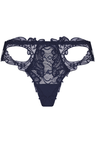 French luxury navy lace mini thong from Lise Charmel Soir de Venise collection