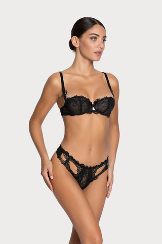 Soir de Venise Black Vertical Seam Half Cup Bra