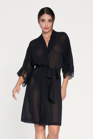 Lise Charmel Sheer Black Mid Length Robe Splendeur Soie