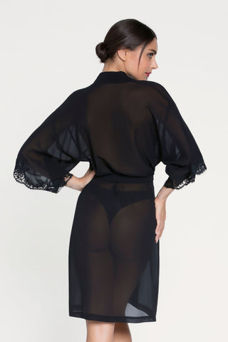 Lise Charmel Sheer Black Mid Length Robe Splendeur Soie