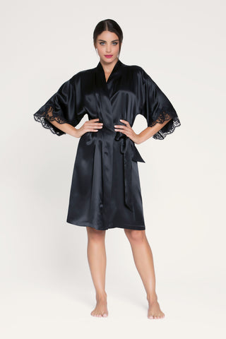 Lise Charmel Splendeur Soie Mid Length Silk Robe Black