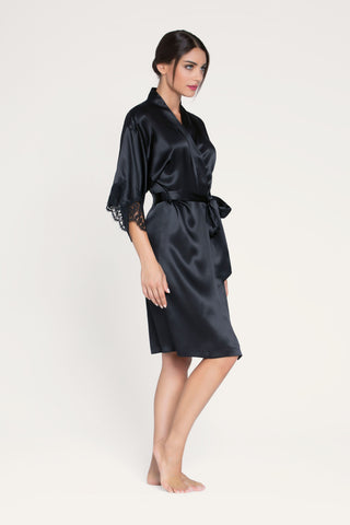Lise Charmel Splendeur Soie Mid Length Silk Robe Black