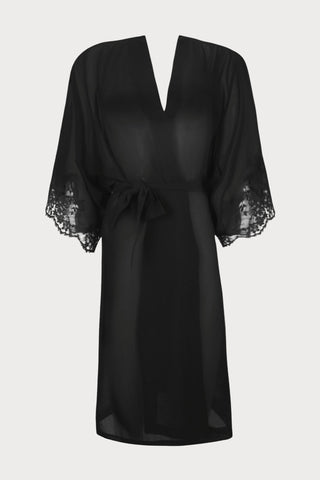 Splendeur Soie Black Mid Length Sheer Robe