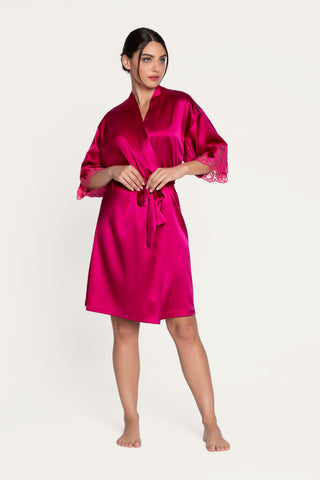 Lise Charmel Raspberry Mid Length Silk Robe Splendeur Soie