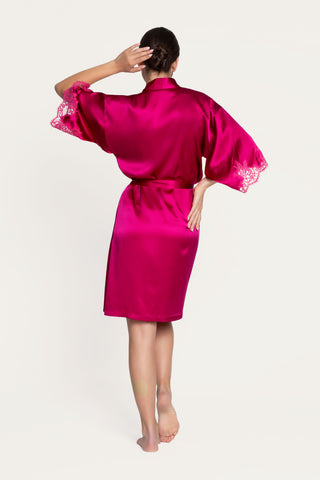 Lise Charmel Raspberry Mid Length Silk Robe Splendeur Soie