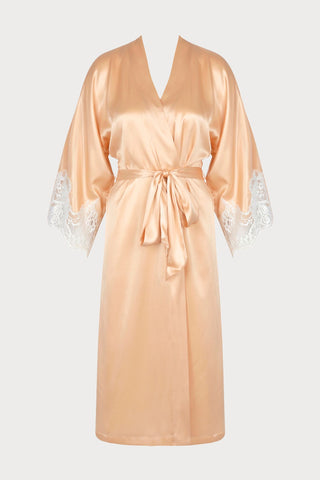 Lise Charmel Mid Length Silk Robe Peach Splendeur Soie