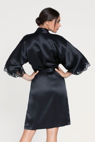 Lise Charmel Mid Length Silk Robe Black Splendeur Soie