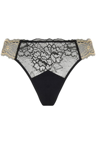 Black & Gold Tanga Thong Lise Charmel Sublime En Or