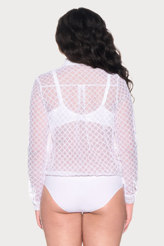 Paco Embroidery Blouse Bodysuit White