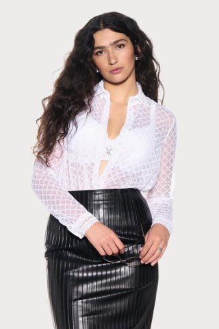 Paco Embroidery Blouse Bodysuit White
