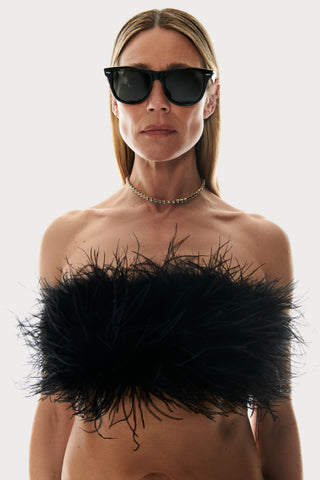 Fanny Cropped Feather & Satin Top