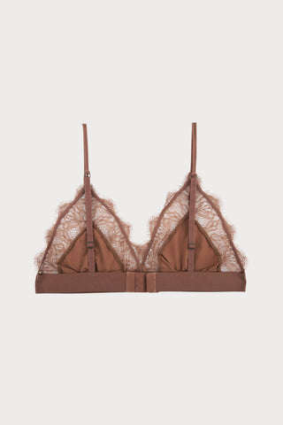 Love Lace Triangle Bralette Medium Brown