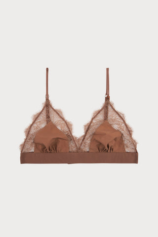 Love Lace Triangle Bralette Medium Brown