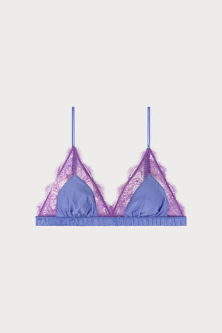 Love Lace Triangle Bralette Purple, Size 36A/36B