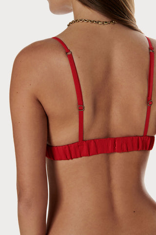 Love Lace Triangle Bralette Red