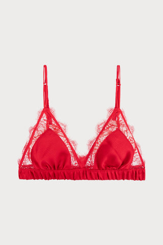 Love Lace Triangle Bralette Red