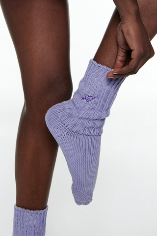 Love Stories Ribbed Knitted Socks Purple