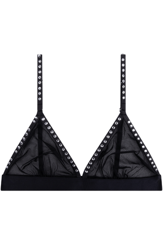 Love Stories Uma Unpadded Mesh Bralette with Rhinestones in Black