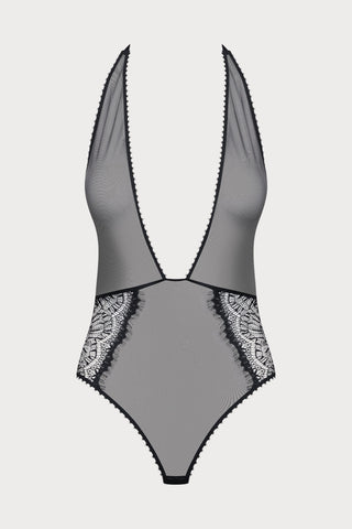 Accroche Coeur V Neck Thong Bodysuit