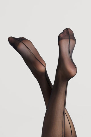Maison Close Black Back Seam Cut & Curled Stockings