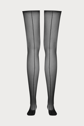 Maison Close Black Back Seam Cut & Curled Stockings