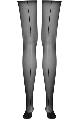 Maison Close Double Seam Cut & Curled Black Stockings