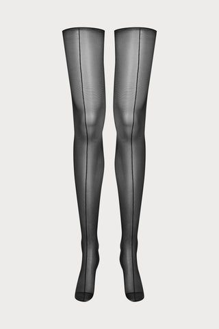 Maison Close Double Seam Cut & Curled Stockings Black