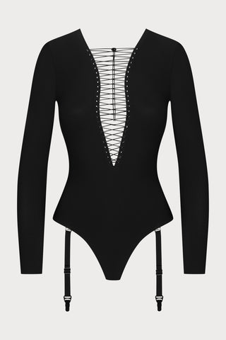 Nuit Infinie Lace-Up Suspender Bodysuit