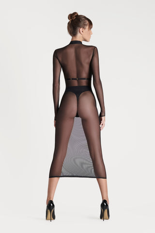Maison Close Black Sheer Midi Dress Corps à Corps