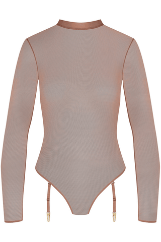 Maison Close Corps à Corps Long Sleeved Thong Body Taupe