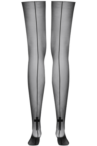 Maison Close Cut & Curled Cross Detail Back Seam Stockings 20 Denier - Naughty Knickers