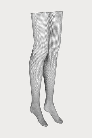 Maison Close Black & Silver Fishnet Lurex Stockings Cut & Curled