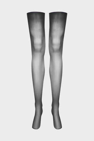 Maison Close Cut & Curled Lurex Purple Seam Stockings 20 Denier Black