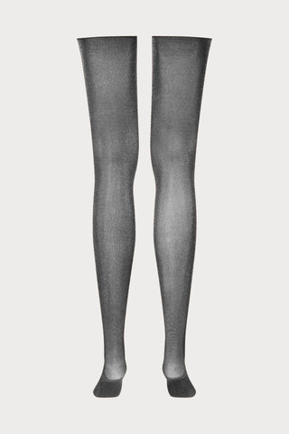 Maison Close Silver Lurex Stockings Cut & Curled 20 Denier