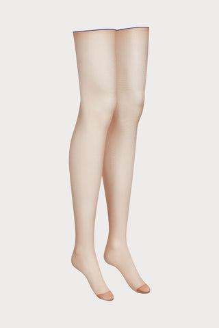 Maison Close Nude Neon Blue Seamed Stockings