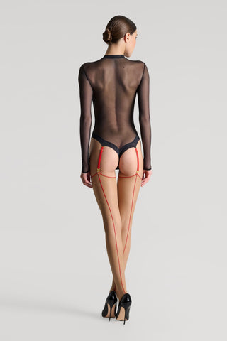 Maison Close Nude Red Back Seamed Stockings | Cut & Curled Stockings