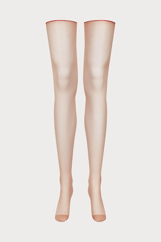 Maison Close Nude Red Back Seamed Stockings | Cut & Curled Stockings